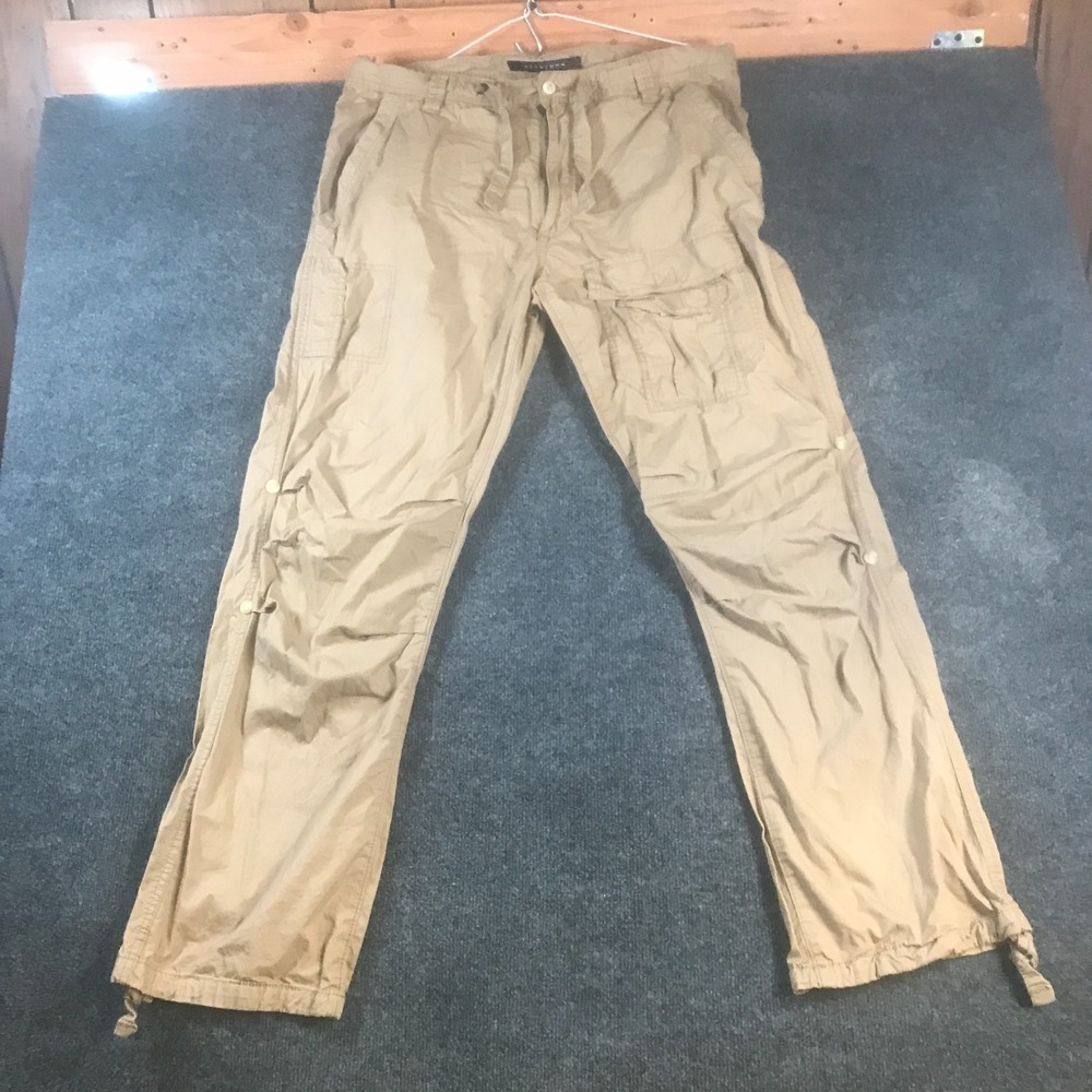 Sean John Pleat Pocket Flight Cargo Pants Mens 36 Beige Straight Leg Utility